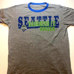 Adidas Seattle Sounders FC soccer MLS t-shirt Gray & lime Green size medium